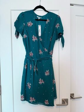Willow & Clay Teal Floral Wrap Mini Dress